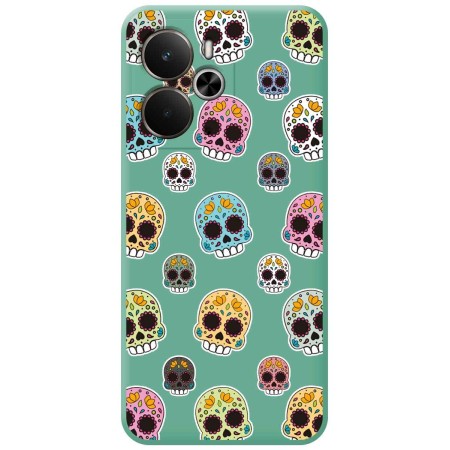 Funda Silicona Líquida Verde para Realme 14 5G / 14T 5G diseño Catrina Dibujos