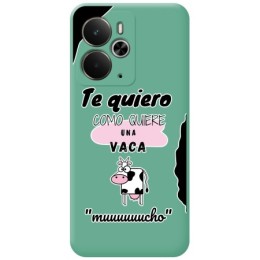 Funda Silicona Líquida Verde para Realme 14 5G / 14T 5G diseño Vaca Dibujos