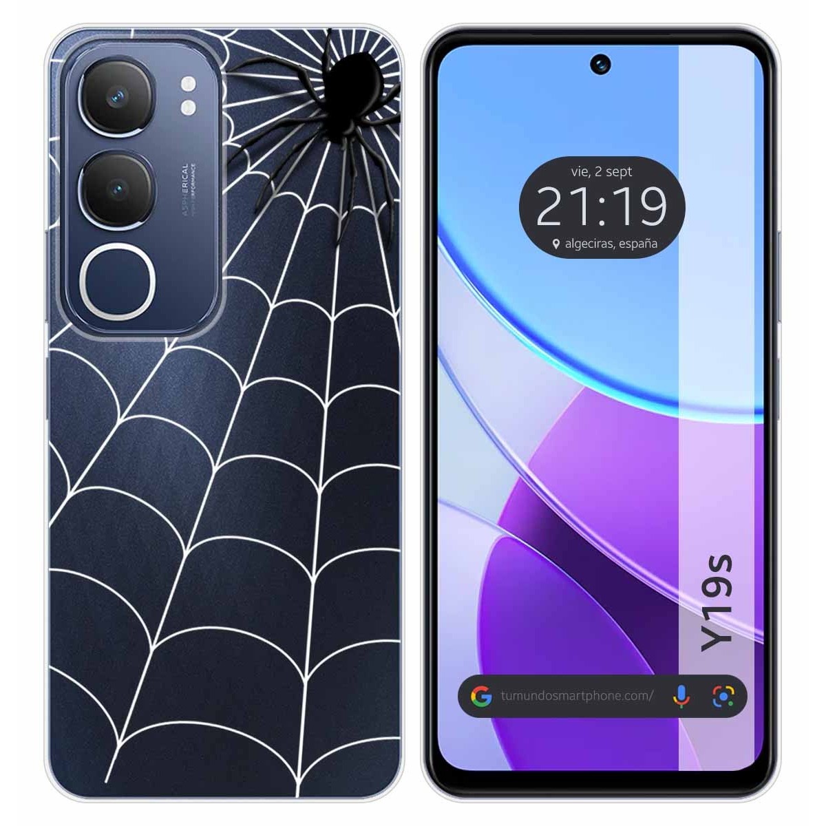 Funda Silicona Transparente para Vivo Y19s diseño Araña Dibujos