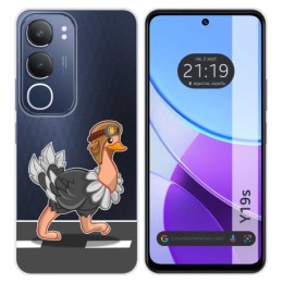 Funda Silicona Transparente para Vivo Y19s diseño Avestruz Dibujos