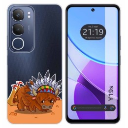 Funda Silicona Transparente para Vivo Y19s diseño Bufalo Dibujos