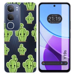 Funda Silicona Transparente para Vivo Y19s diseño Cactus Dibujos