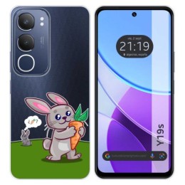 Funda Silicona Transparente para Vivo Y19s diseño Conejo Dibujos