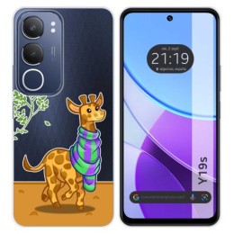 Funda Silicona Transparente para Vivo Y19s diseño Jirafa Dibujos