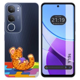 Funda Silicona Transparente para Vivo Y19s diseño Leopardo Dibujos