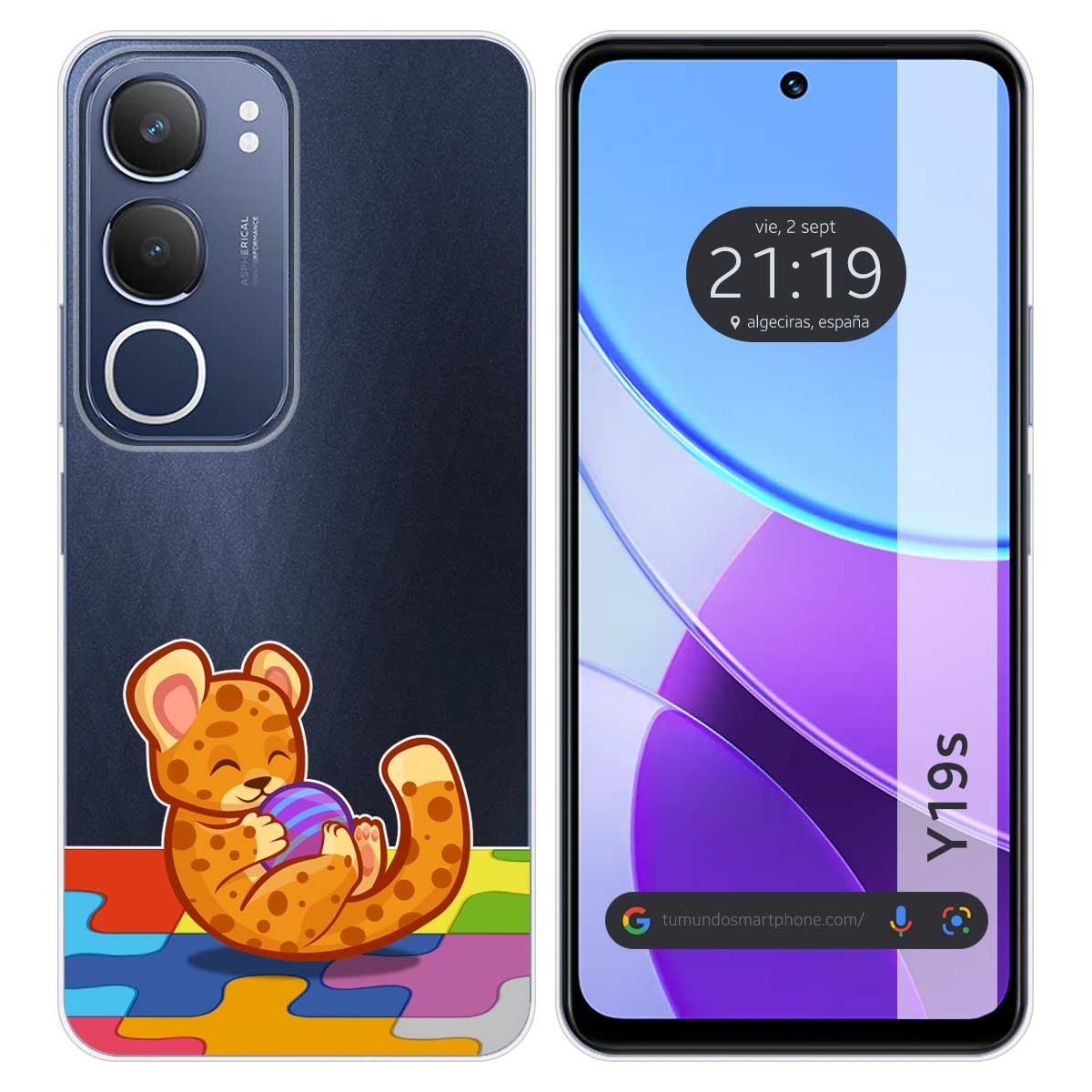 Funda Silicona Transparente para Vivo Y19s diseño Leopardo Dibujos