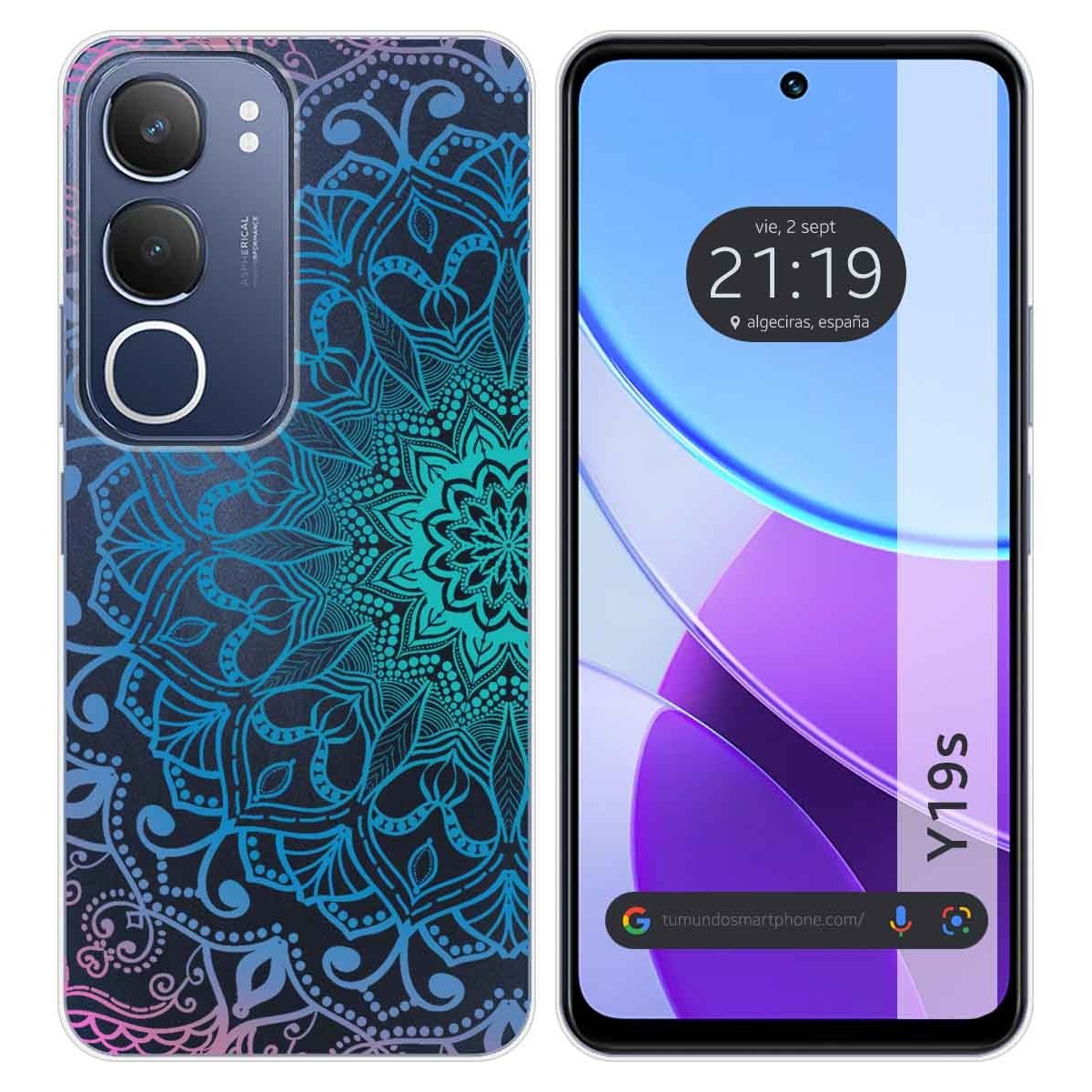 Funda Silicona Transparente para Vivo Y19s diseño Mandala Dibujos
