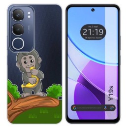 Funda Silicona Transparente para Vivo Y19s diseño Mono Dibujos