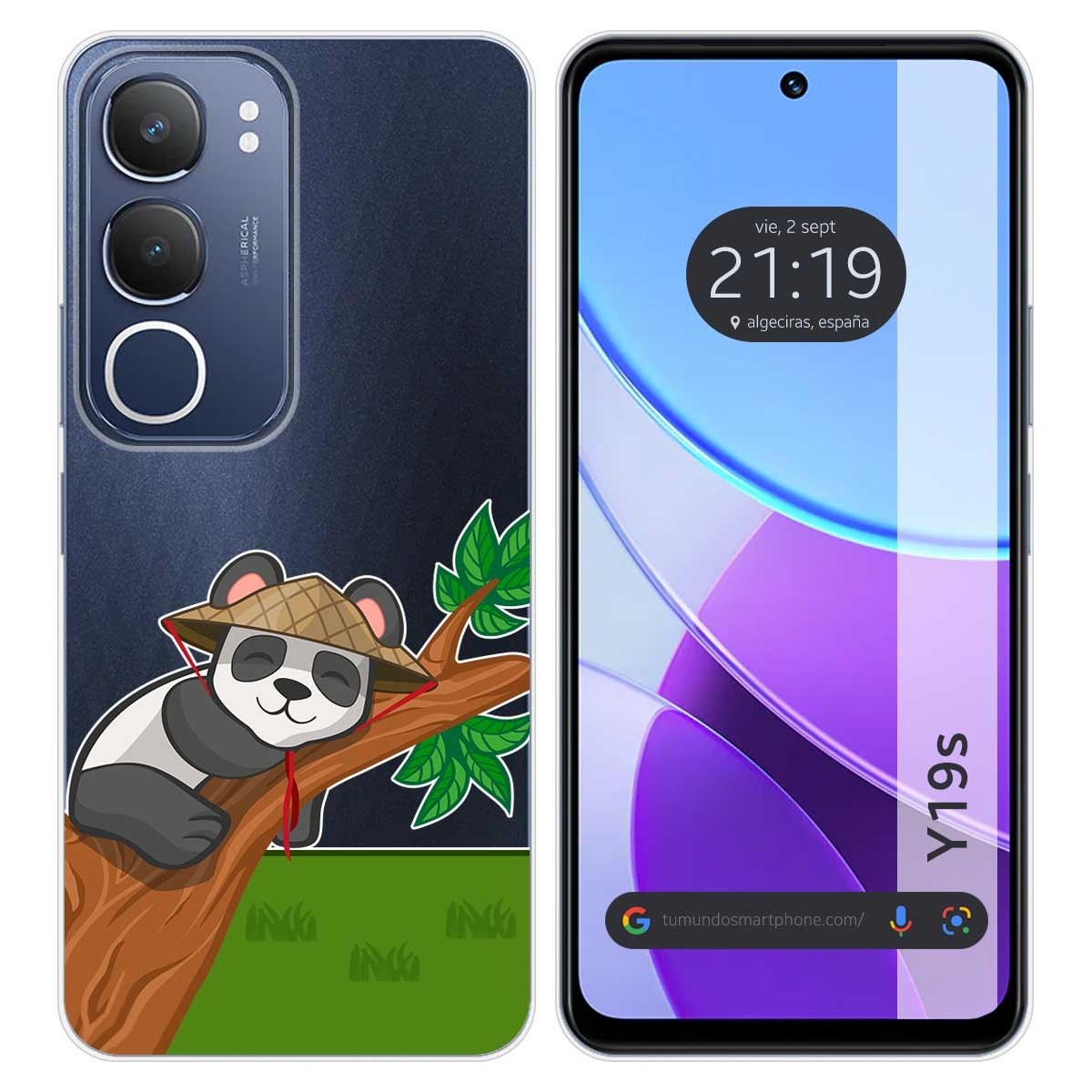 Funda Silicona Transparente para Vivo Y19s diseño Panda Dibujos