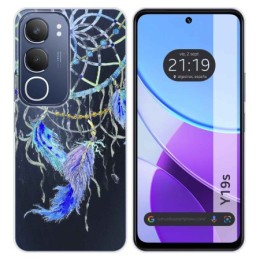 Funda Silicona Transparente para Vivo Y19s diseño Plumas Dibujos