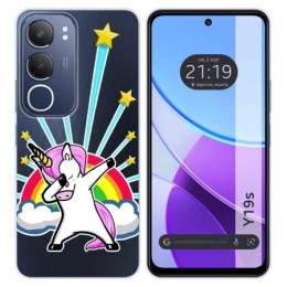 Funda Silicona Transparente para Vivo Y19s diseño Unicornio Dibujos