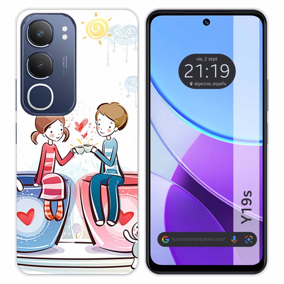 Funda Silicona para Vivo Y19s diseño Café Dibujos