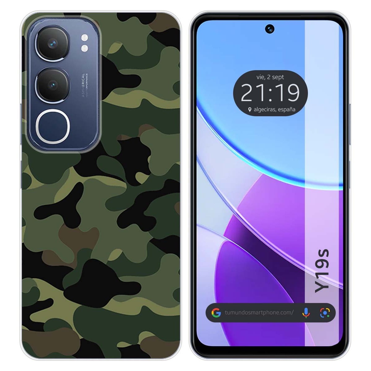 Funda Silicona para Vivo Y19s diseño Camuflaje Dibujos