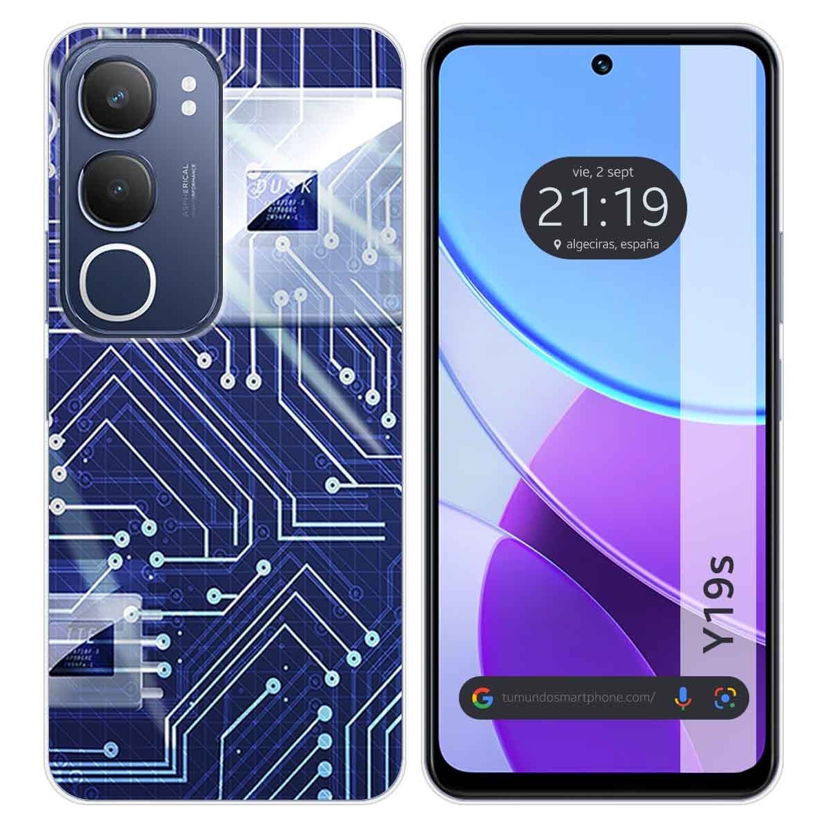 Funda Silicona para Vivo Y19s diseño Circuito Dibujos