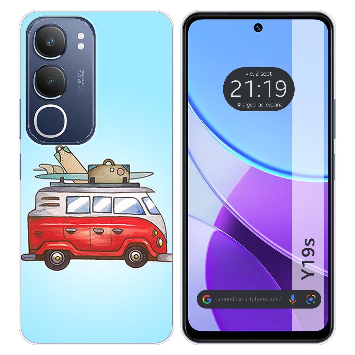 Funda Silicona para Vivo Y19s diseño Furgoneta Dibujos