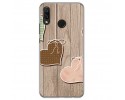 Funda Gel Tpu para Huawei P Smart Plus Diseño Corazones Madera Dibujos
