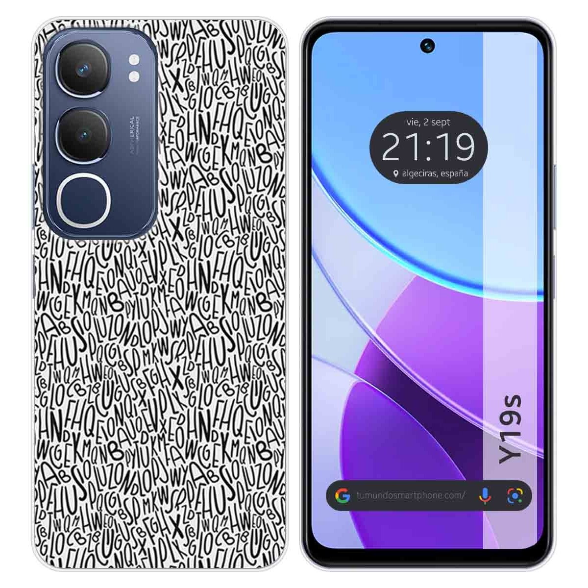 Funda Silicona para Vivo Y19s diseño Letras Dibujos