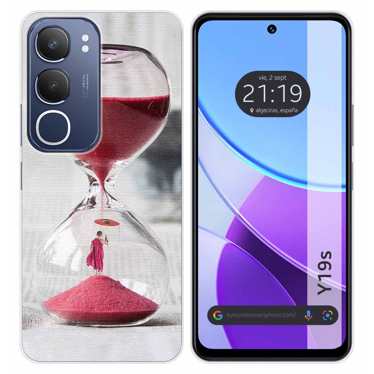 Funda Silicona para Vivo Y19s diseño Reloj Dibujos