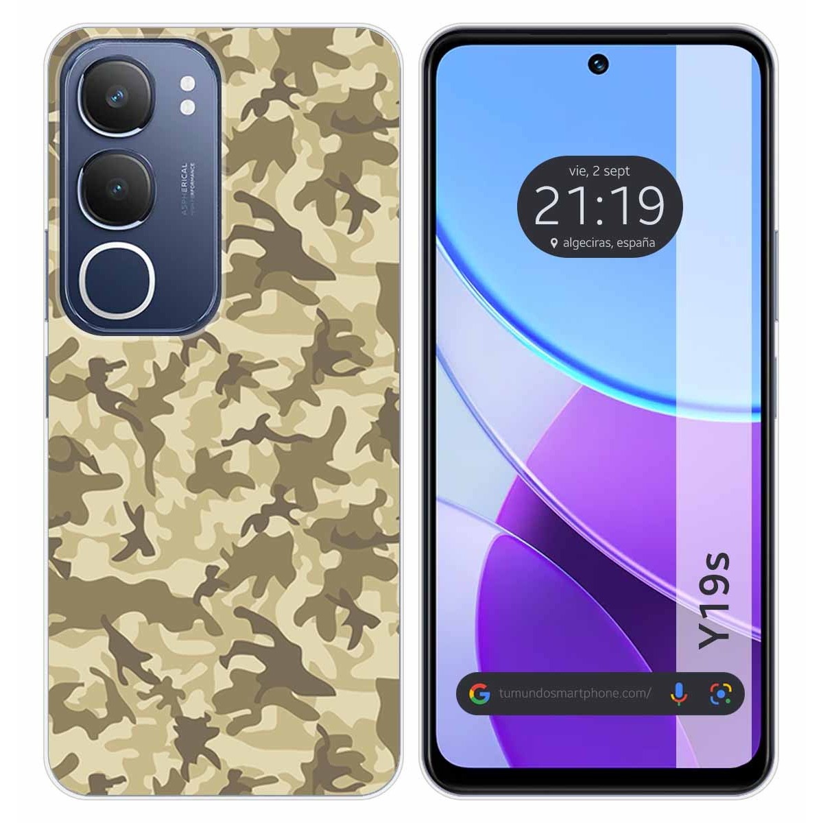 Funda Silicona para Vivo Y19s diseño Sand Camuflaje Dibujos