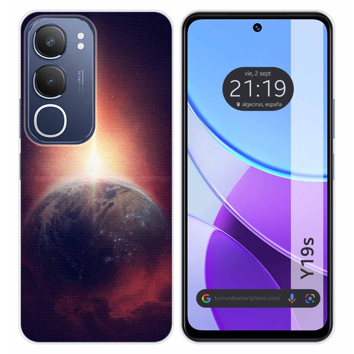 Funda Silicona para Vivo Y19s diseño Tierra Dibujos