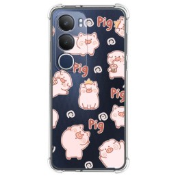 Funda Silicona Antigolpes para Vivo Y19s diseño Cerdos Dibujos