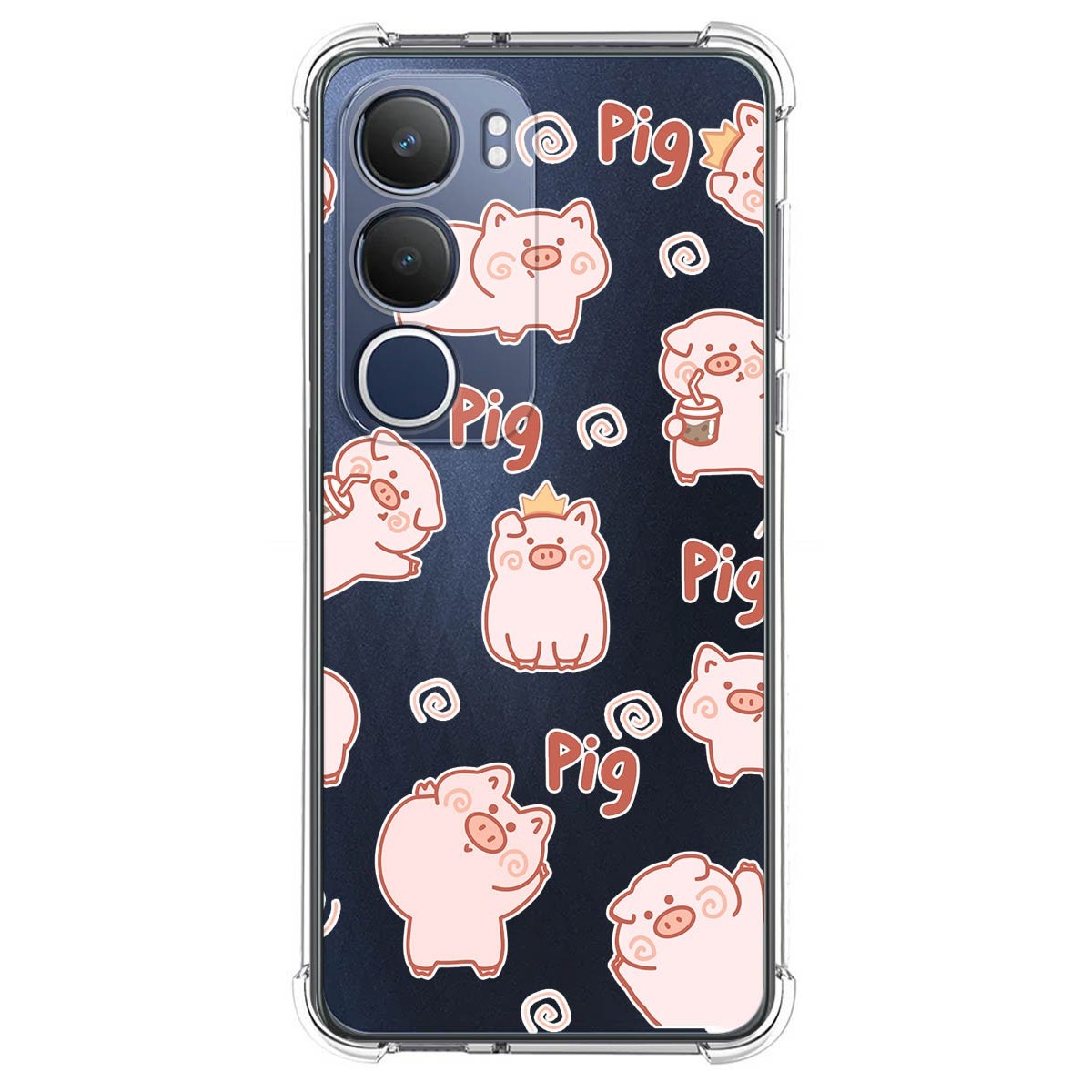 Funda Silicona Antigolpes para Vivo Y19s diseño Cerdos Dibujos