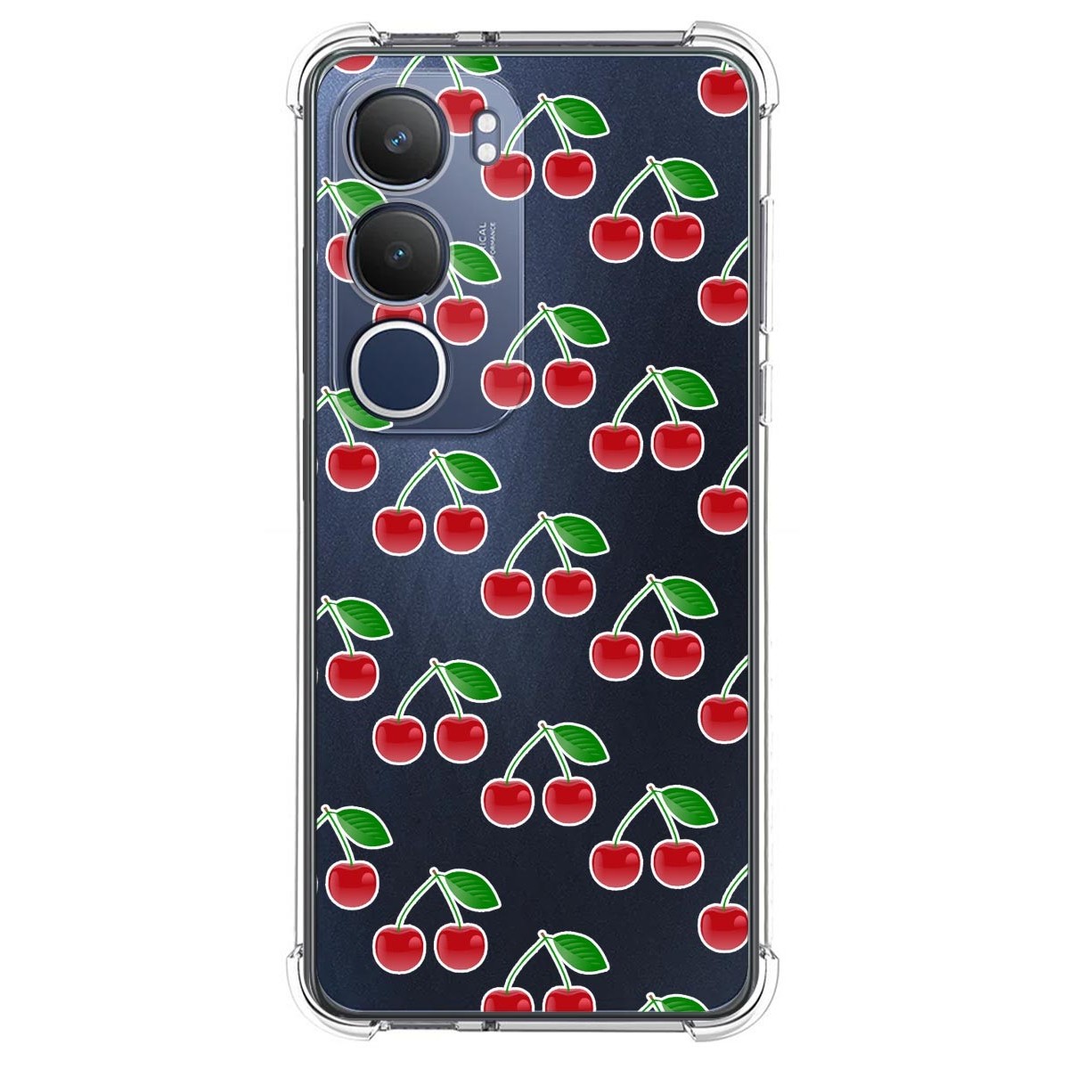 Funda Silicona Antigolpes para Vivo Y19s diseño Cerezas Dibujos