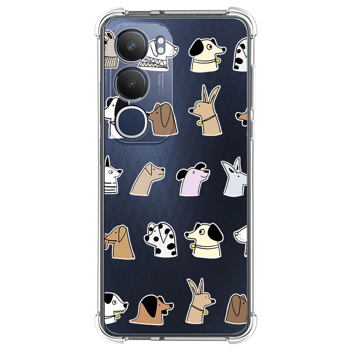 Funda Silicona Antigolpes para Vivo Y19s diseño Perros Dibujos