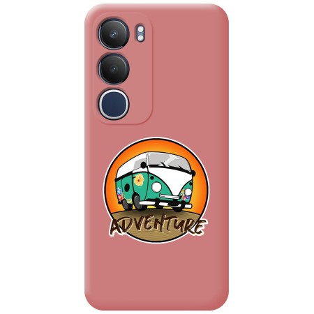 Funda Silicona Líquida Rosa para Vivo Y19s diseño Adventure Dibujos