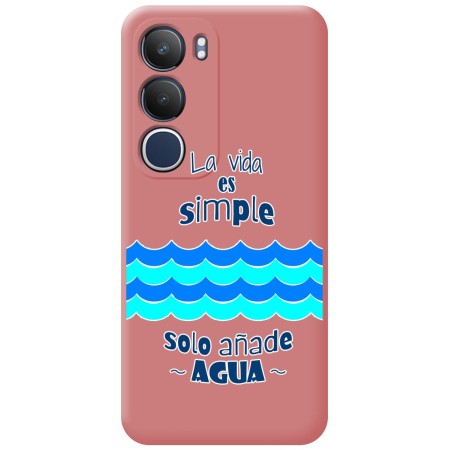Funda Silicona Líquida Rosa para Vivo Y19s diseño Agua Dibujos