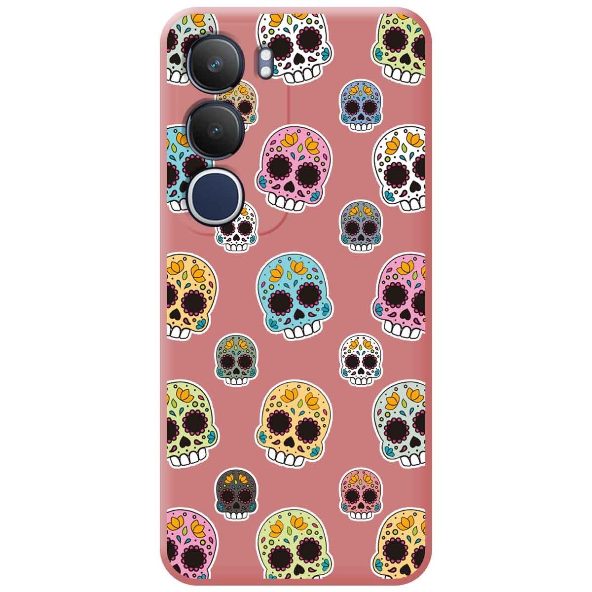 Funda Silicona Líquida Rosa para Vivo Y19s diseño Catrina Dibujos