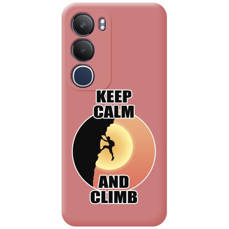 Funda Silicona Líquida Rosa para Vivo Y19s diseño Hombre Escalada Dibujos