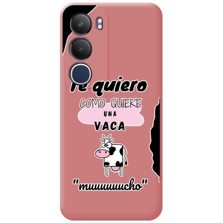Funda Silicona Líquida Rosa para Vivo Y19s diseño Vaca Dibujos
