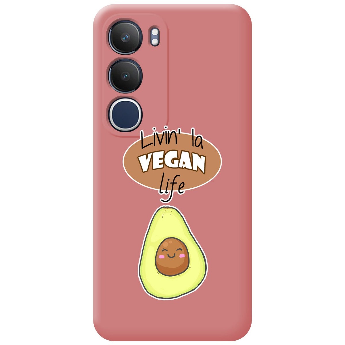 Funda Silicona Líquida Rosa para Vivo Y19s diseño Vegan Life Dibujos