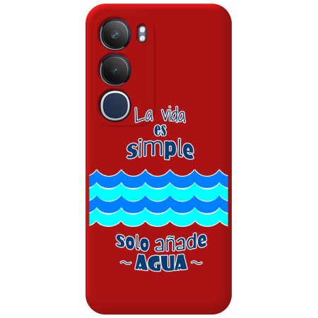 Funda Silicona Líquida Roja para Vivo Y19s diseño Agua Dibujos