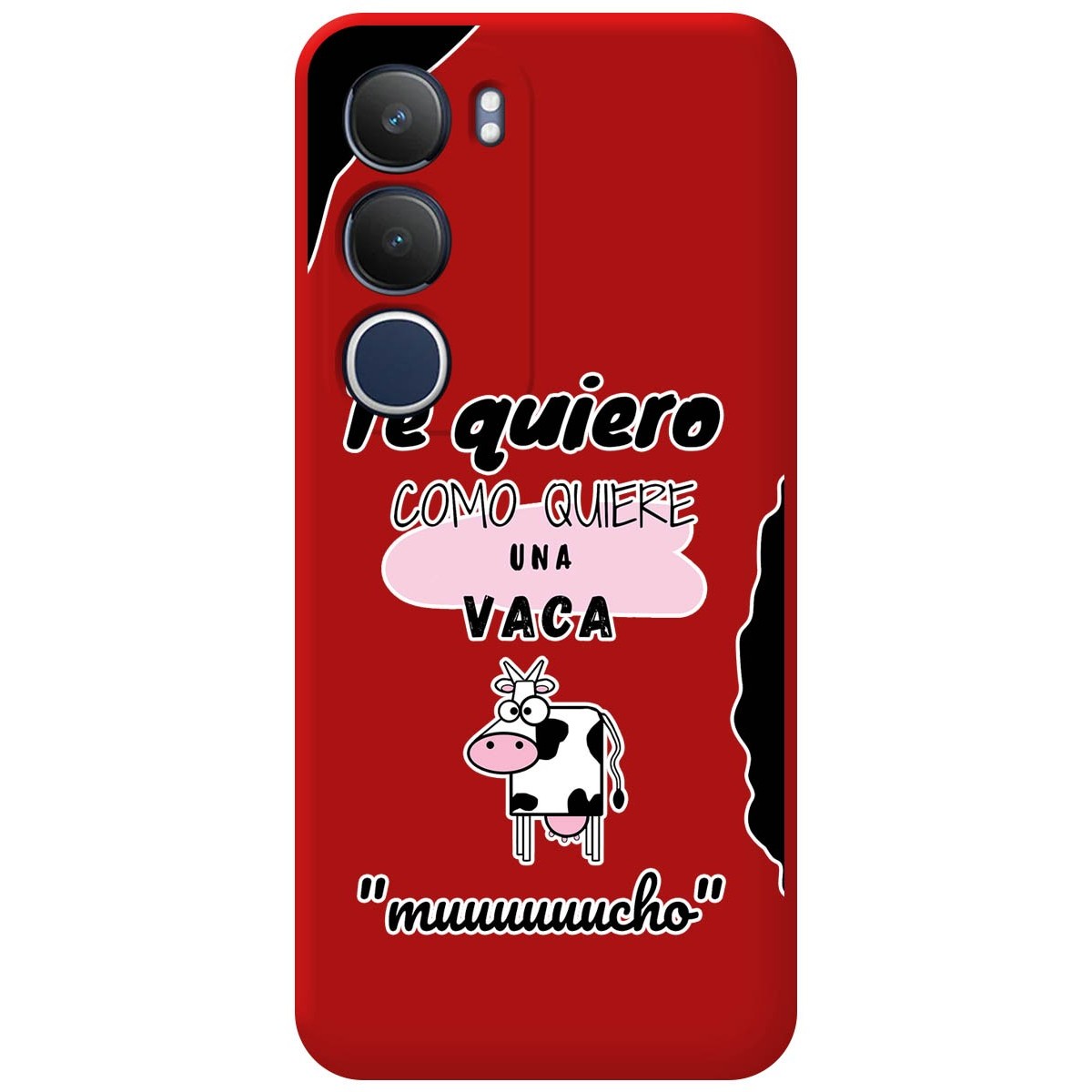 Funda Silicona Líquida Roja para Vivo Y19s diseño Vaca Dibujos