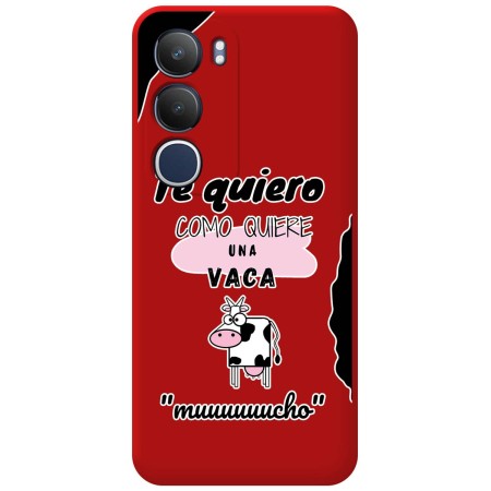 Funda Silicona Líquida Roja para Vivo Y19s diseño Vaca Dibujos