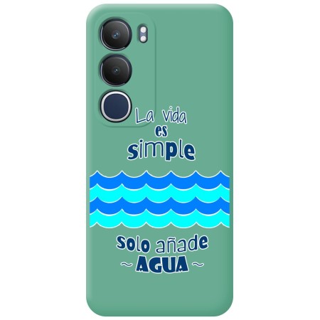 Funda Silicona Líquida Verde para Vivo Y19s diseño Agua Dibujos