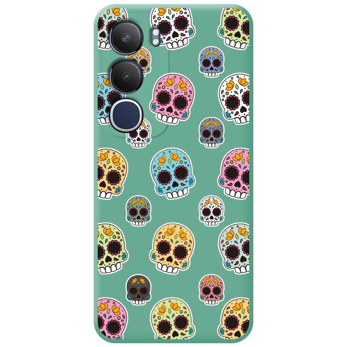 Funda Silicona Líquida Verde para Vivo Y19s diseño Catrina Dibujos