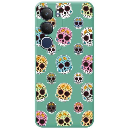 Funda Silicona Líquida Verde para Vivo Y19s diseño Catrina Dibujos