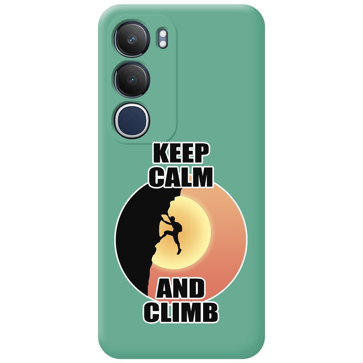 Funda Silicona Líquida Verde para Vivo Y19s diseño Hombre Escalada Dibujos