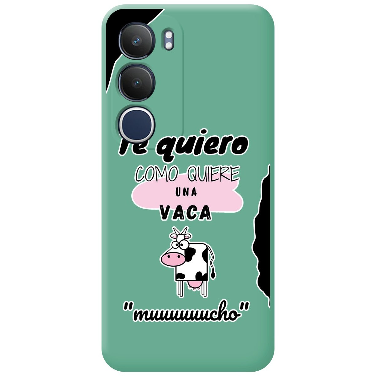Funda Silicona Líquida Verde para Vivo Y19s diseño Vaca Dibujos