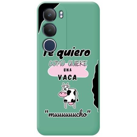 Funda Silicona Líquida Verde para Vivo Y19s diseño Vaca Dibujos