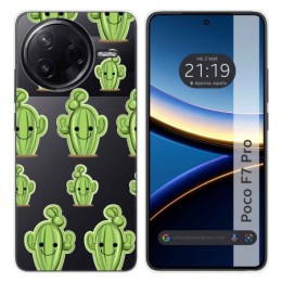 Funda Silicona Transparente para Xiaomi Poco F7 Pro 5G diseño Cactus Dibujos