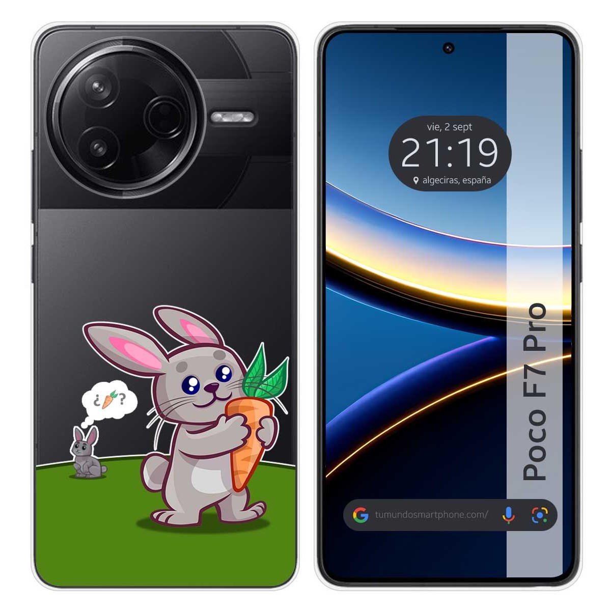 Funda Silicona Transparente para Xiaomi Poco F7 Pro 5G diseño Conejo Dibujos