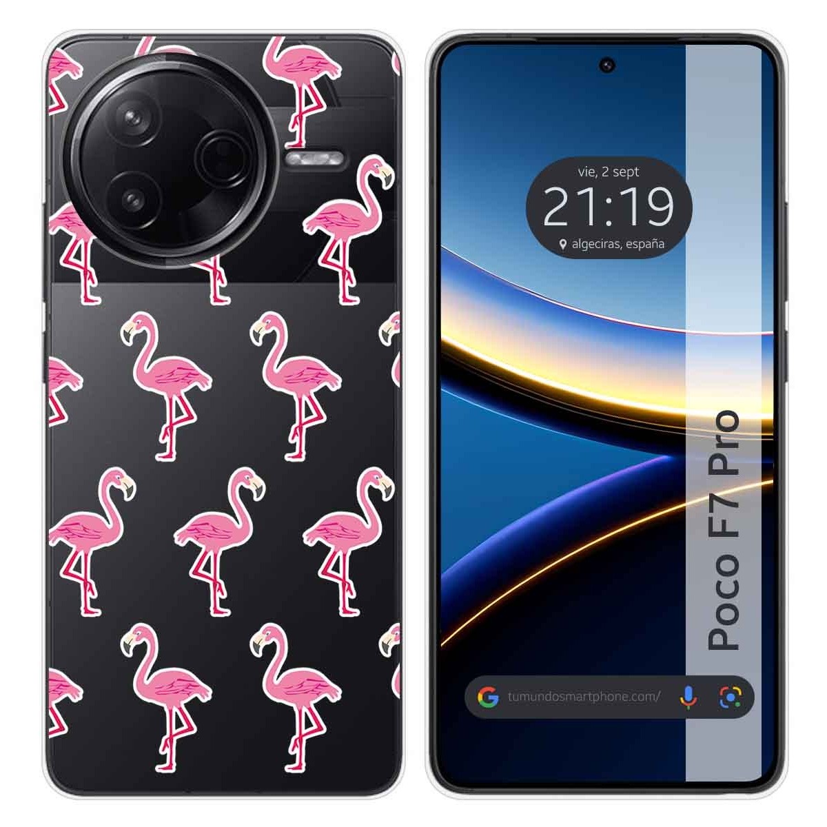 Funda Silicona Transparente para Xiaomi Poco F7 Pro 5G diseño Flamenco Dibujos