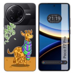 Funda Silicona Transparente para Xiaomi Poco F7 Pro 5G diseño Jirafa Dibujos