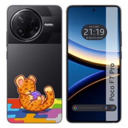 Funda Silicona Transparente para Xiaomi Poco F7 Pro 5G diseño Leopardo Dibujos