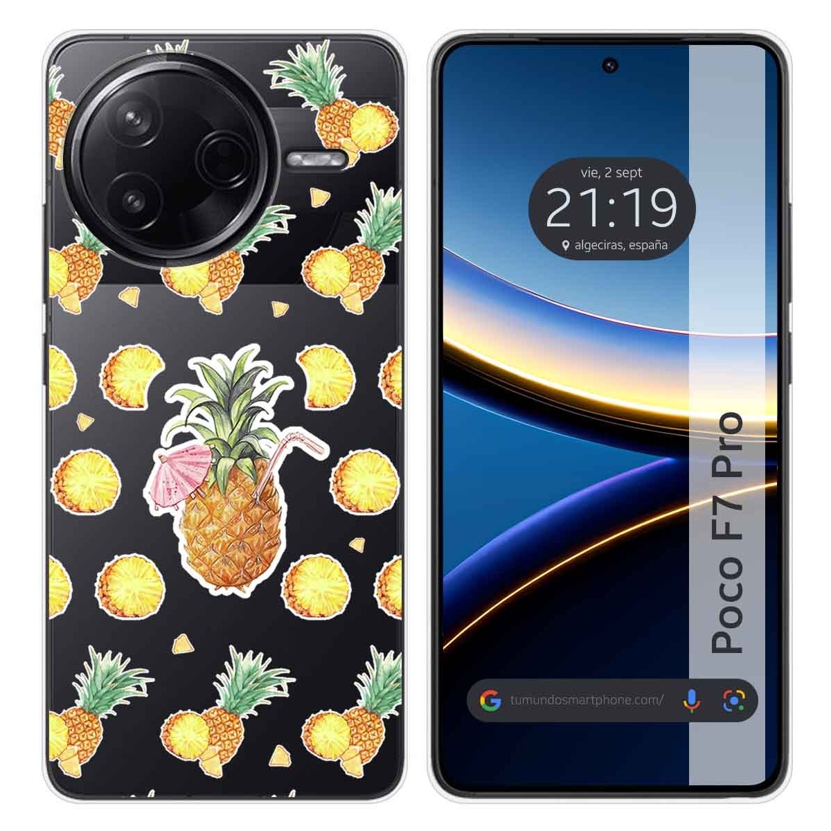 Funda Silicona Transparente para Xiaomi Poco F7 Pro 5G diseño Piña Dibujos
