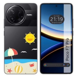 Funda Silicona Transparente para Xiaomi Poco F7 Pro 5G diseño Playa Dibujos